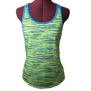Under Armour HeatGear Turquoise & Lime Green Loose Fit Racerback Tank XS